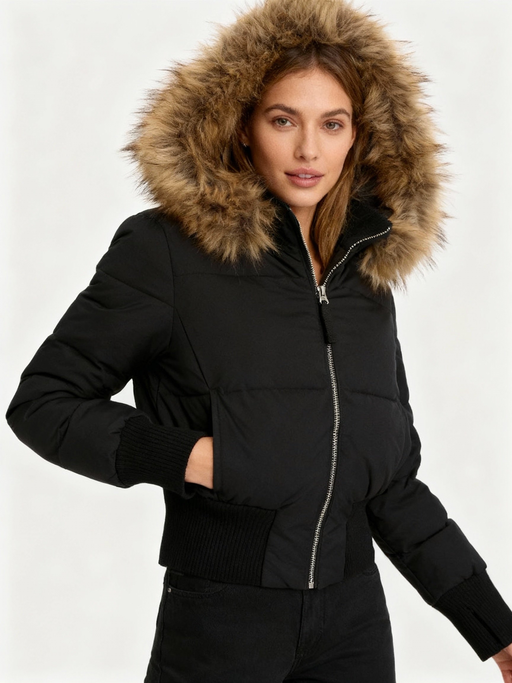 Women's Short Winter Jacket | with Detachable Hood