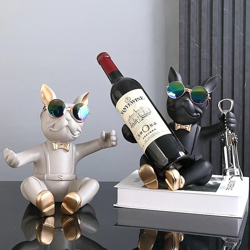 Dog Sculpture Wine Holder, Stylish Decorative Figure for Bottle Storage and Bar