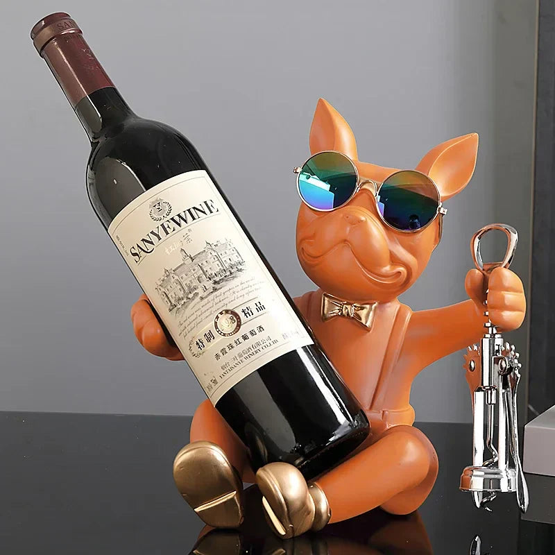 Dog Sculpture Wine Holder, Stylish Decorative Figure for Bottle Storage and Bar