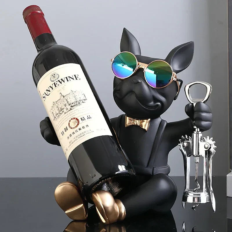 Dog Sculpture Wine Holder, Stylish Decorative Figure for Bottle Storage and Bar