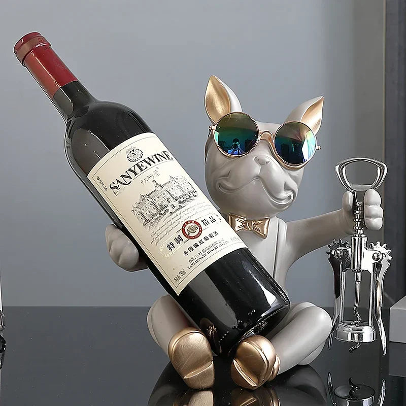 Dog Sculpture Wine Holder, Stylish Decorative Figure for Bottle Storage and Bar