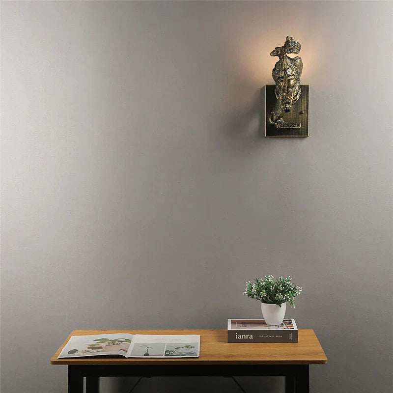 Creative Wall Light with Gold Face Design - Modern Art Deco Wall Lamp for Living Room & Hallway