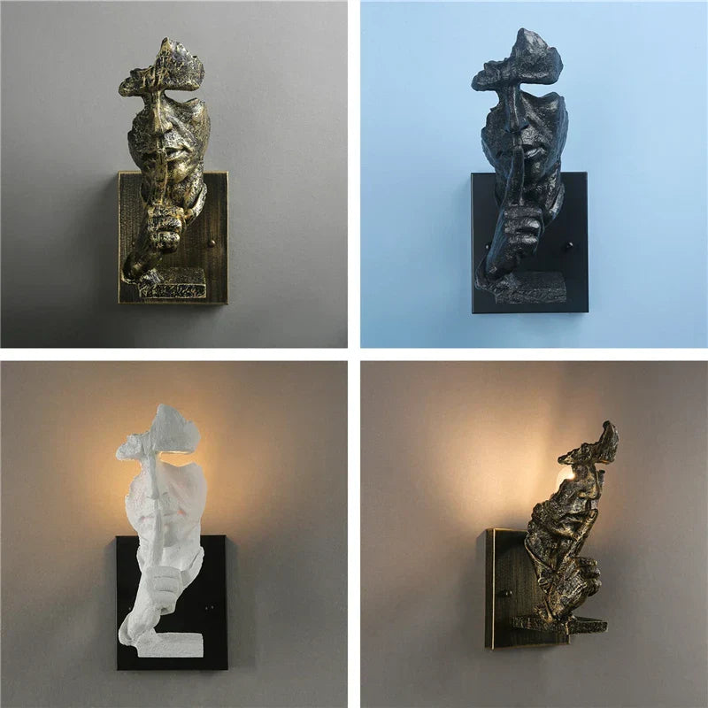 Creative Wall Light with Gold Face Design - Modern Art Deco Wall Lamp for Living Room & Hallway