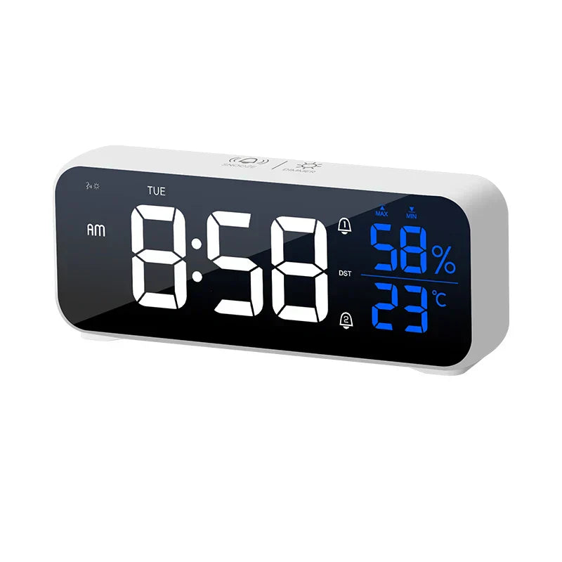 Multifunctional Musical LED Desk Clock with Alarm Function, Temperature and Humidity Display – Digital Clock for Desk and Bedroom