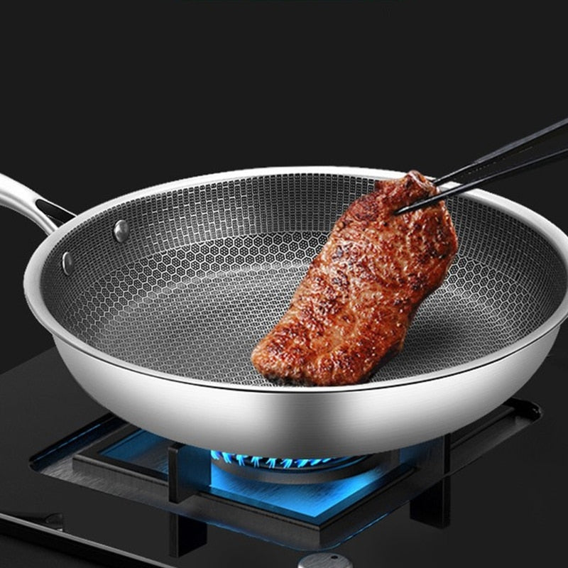 High-Quality Stainless Steel Frying Pan with Non-Stick Pixel Technology – Perfect for Healthy Frying