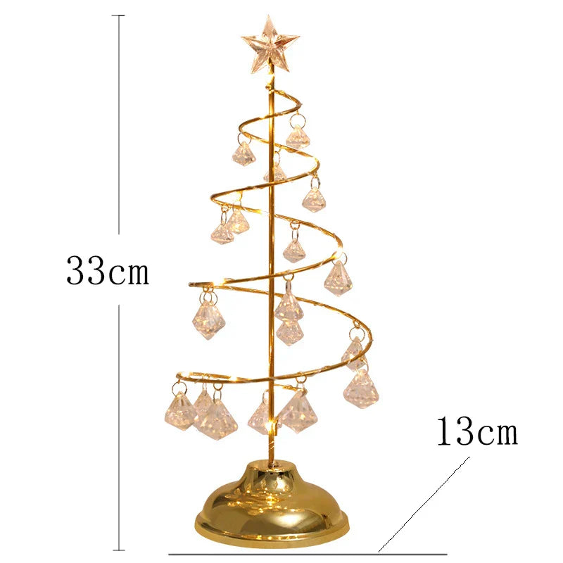 Christmas Tree Table Lamp with Crystal Decor and LED Lighting - Festive Decor Lamp for Living Room, Bedroom & Christmas