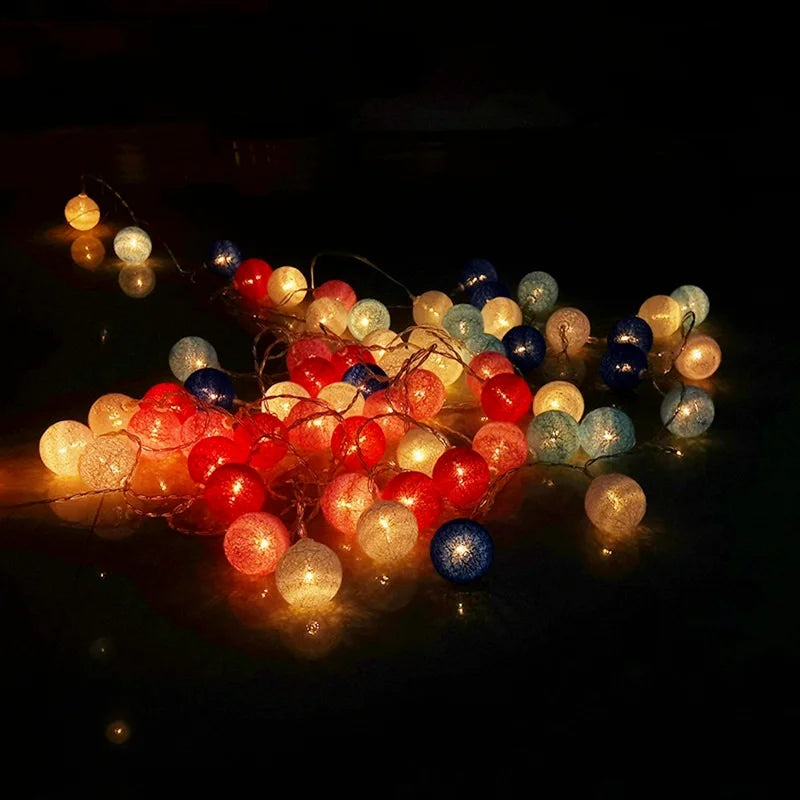 LED Cotton String Lights with Decorative Balls – Atmospheric Lighting for Indoor Spaces