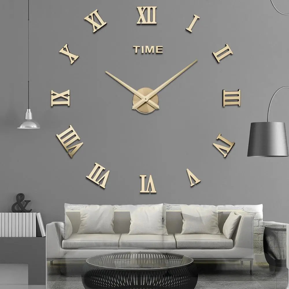 Modern Wall Clock with Roman Numerals – Stylish Living Room Clock for Wall Decoration