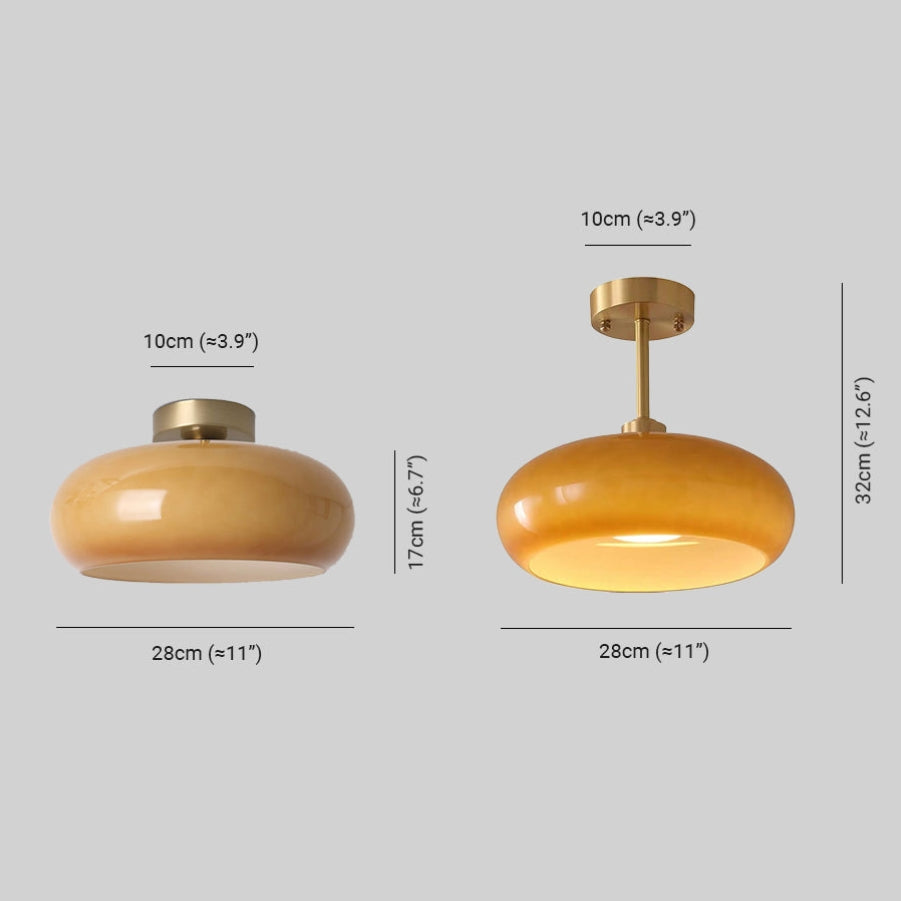Amber Glow Round Glass Ceiling Light