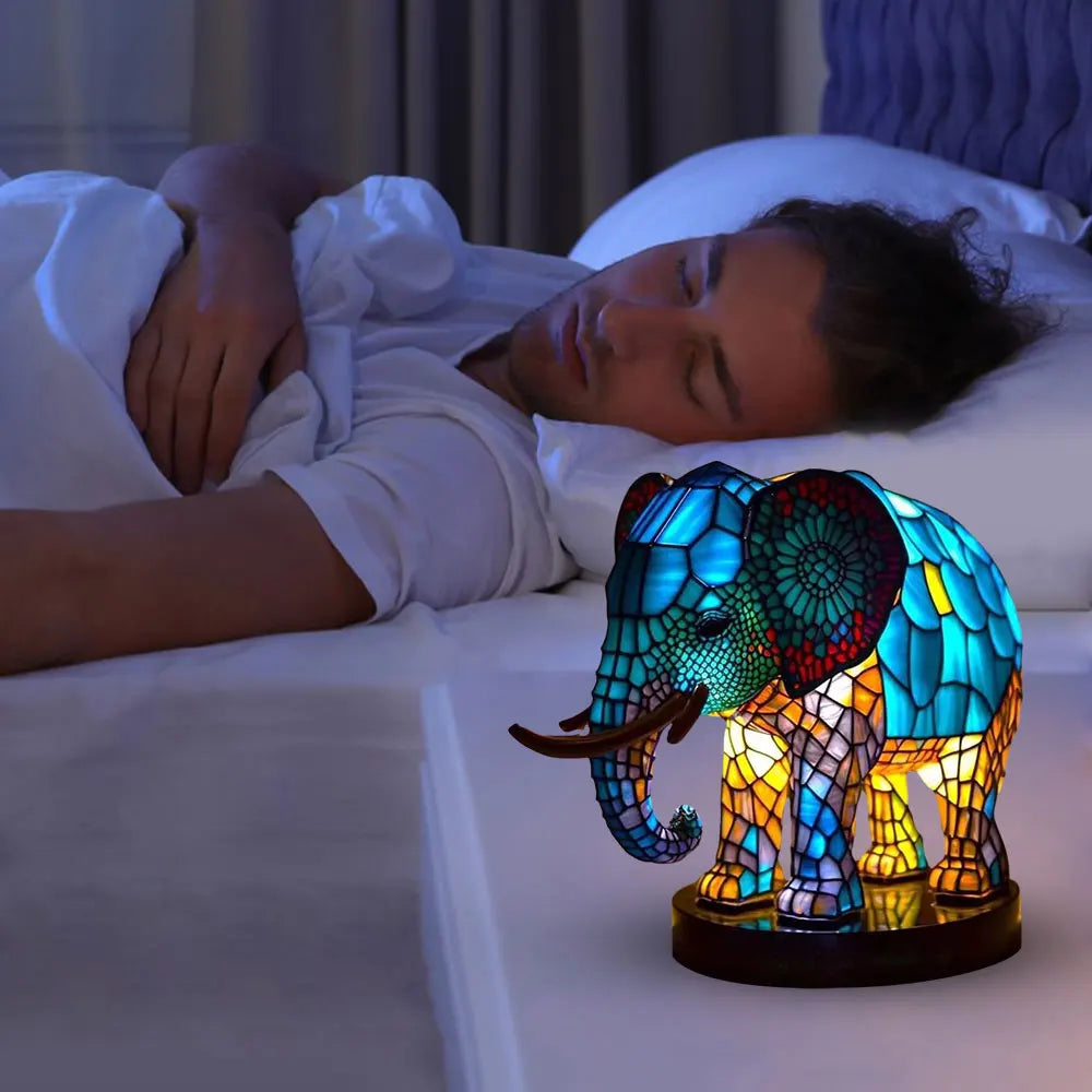 Colourful Animal Head Night Light – Handmade Tiffany Glass Lamp for Atmospheric Lighting