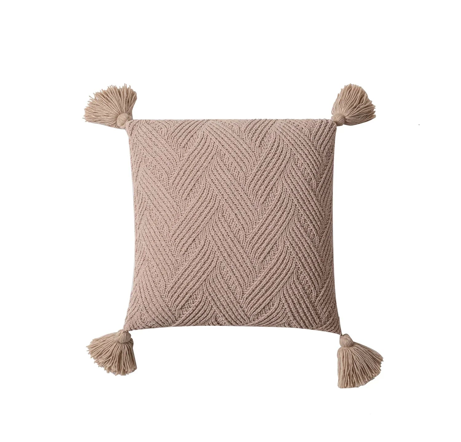 Chenille Cushion Cover with Tassels – Soft Decorative Pillowcase in Scandinavian Style for Living Room & Bedroom