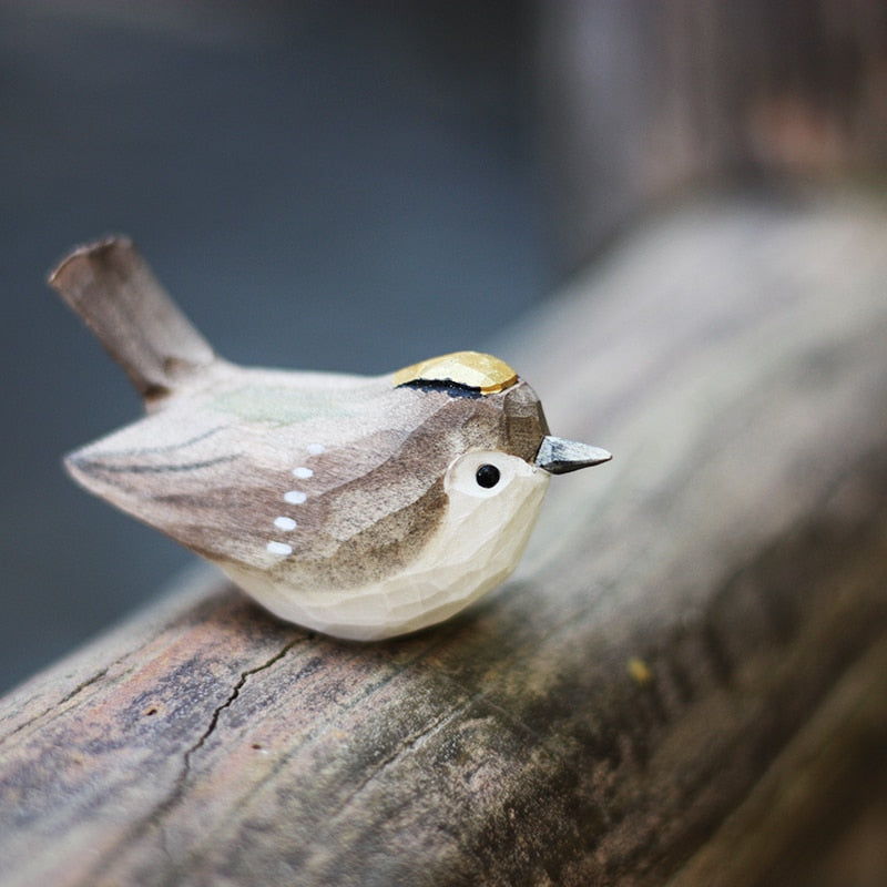 Scandinavian Wooden Bird Figures, Hand-Carved Decorative Ornaments for Home