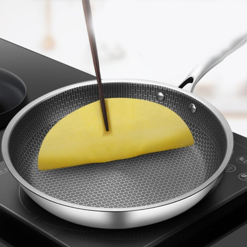 High-Quality Stainless Steel Frying Pan with Non-Stick Pixel Technology – Perfect for Healthy Frying