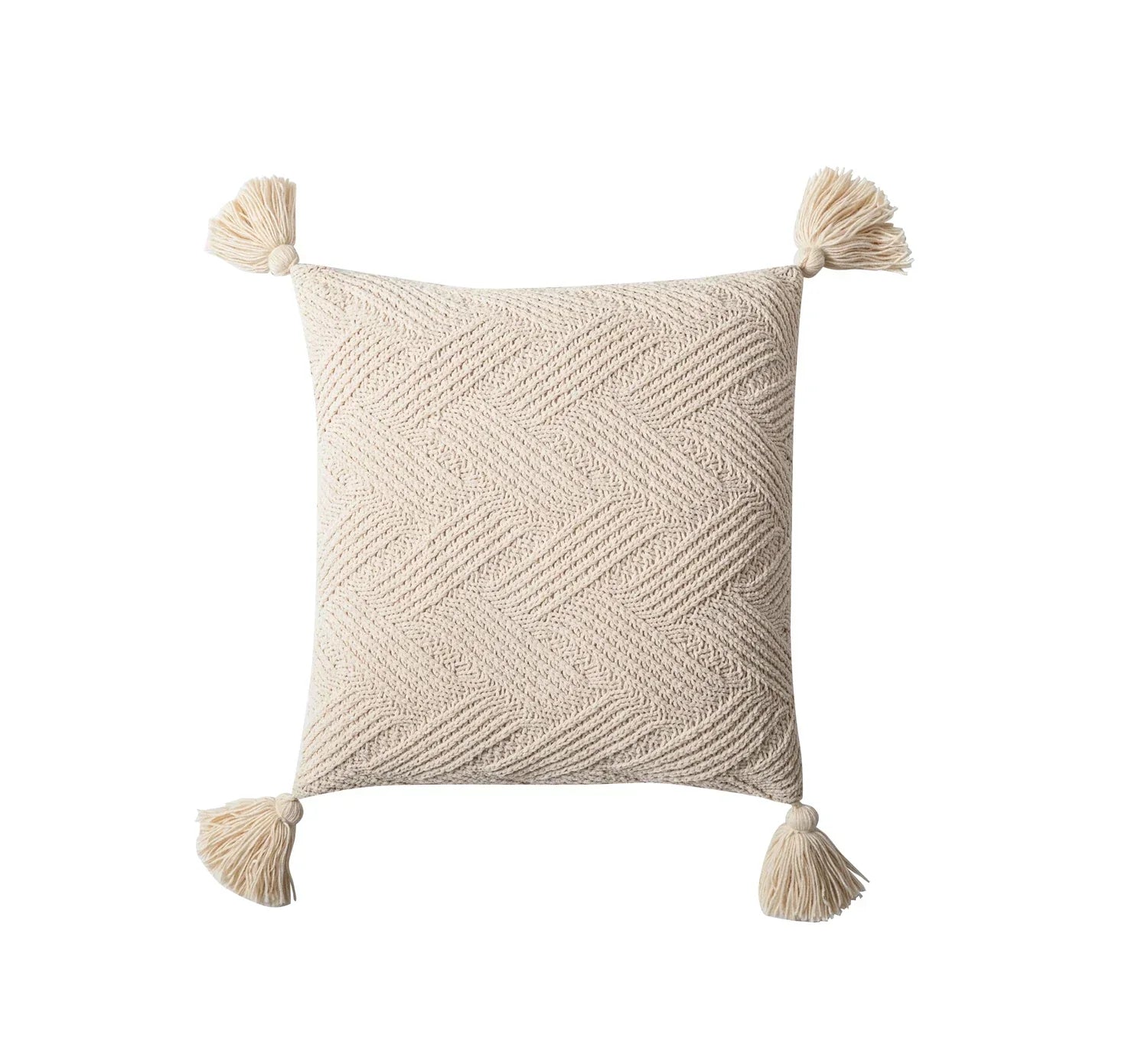 Chenille Cushion Cover with Tassels – Soft Decorative Pillowcase in Scandinavian Style for Living Room & Bedroom