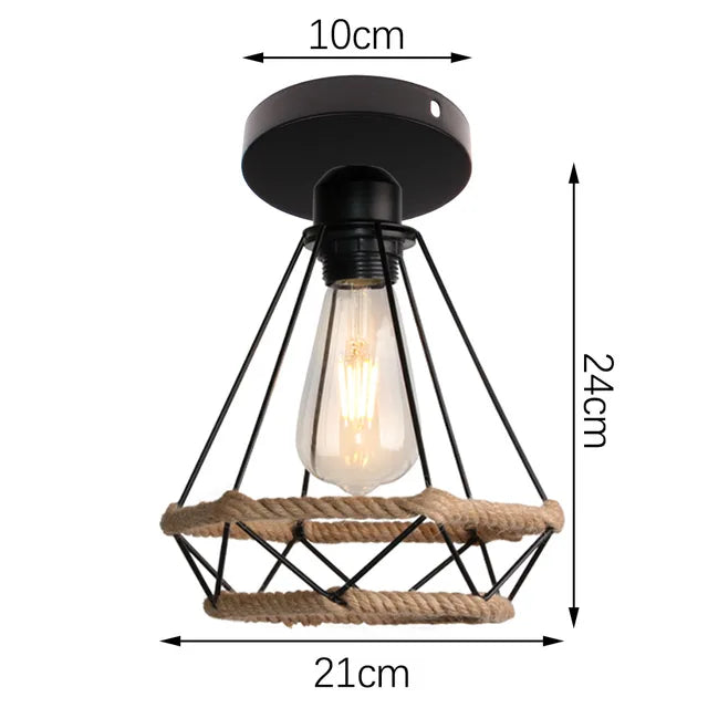 Rattan Ceiling Light in Rustic Style – Vintage Pendant Lamp Made from Natural Materials, LED Compatible