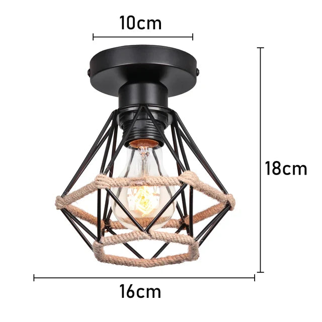 Rattan Ceiling Light in Rustic Style – Vintage Pendant Lamp Made from Natural Materials, LED Compatible