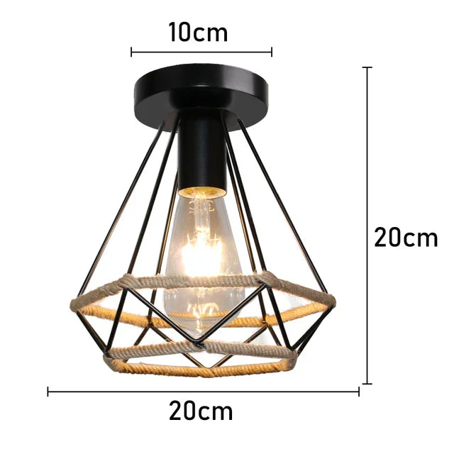 Rattan Ceiling Light in Rustic Style – Vintage Pendant Lamp Made from Natural Materials, LED Compatible