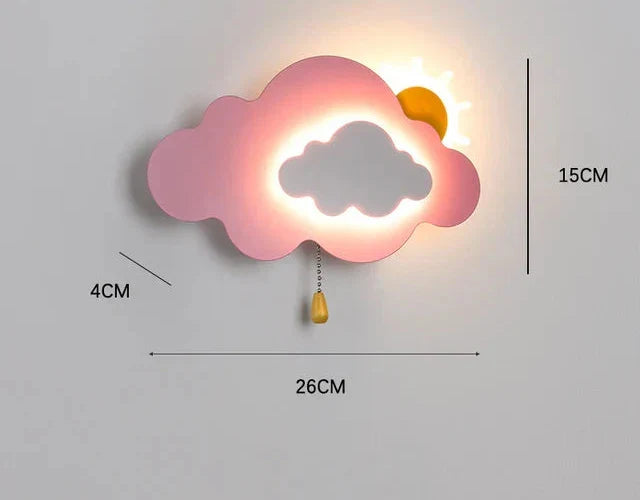 Wall Lamp for Children's Room - LED Cloud Lamp with Pull Switch, Dimmable
