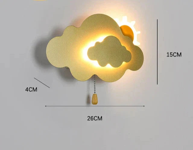 Wall Lamp for Children's Room - LED Cloud Lamp with Pull Switch, Dimmable