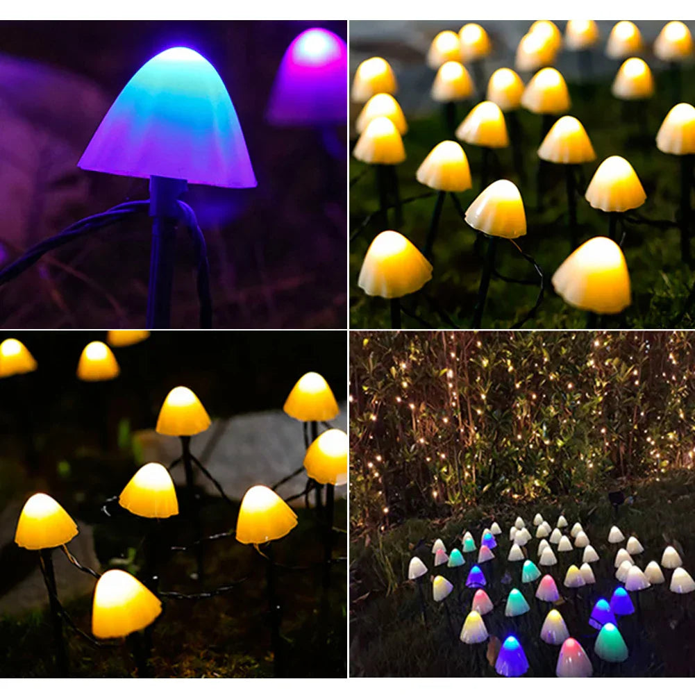 Solar-Powered Mushroom String Lights for Garden – LED Lawn Lamps for Outdoors, Weatherproof