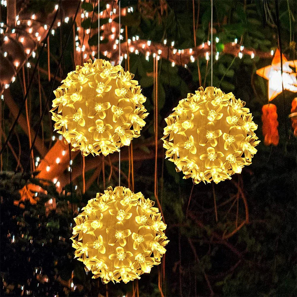 Solar Cherry Blossom String Lights for Garden – Romantic LED Decoration for Outdoors