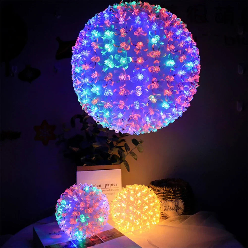 Solar Cherry Blossom String Lights for Garden – Romantic LED Decoration for Outdoors