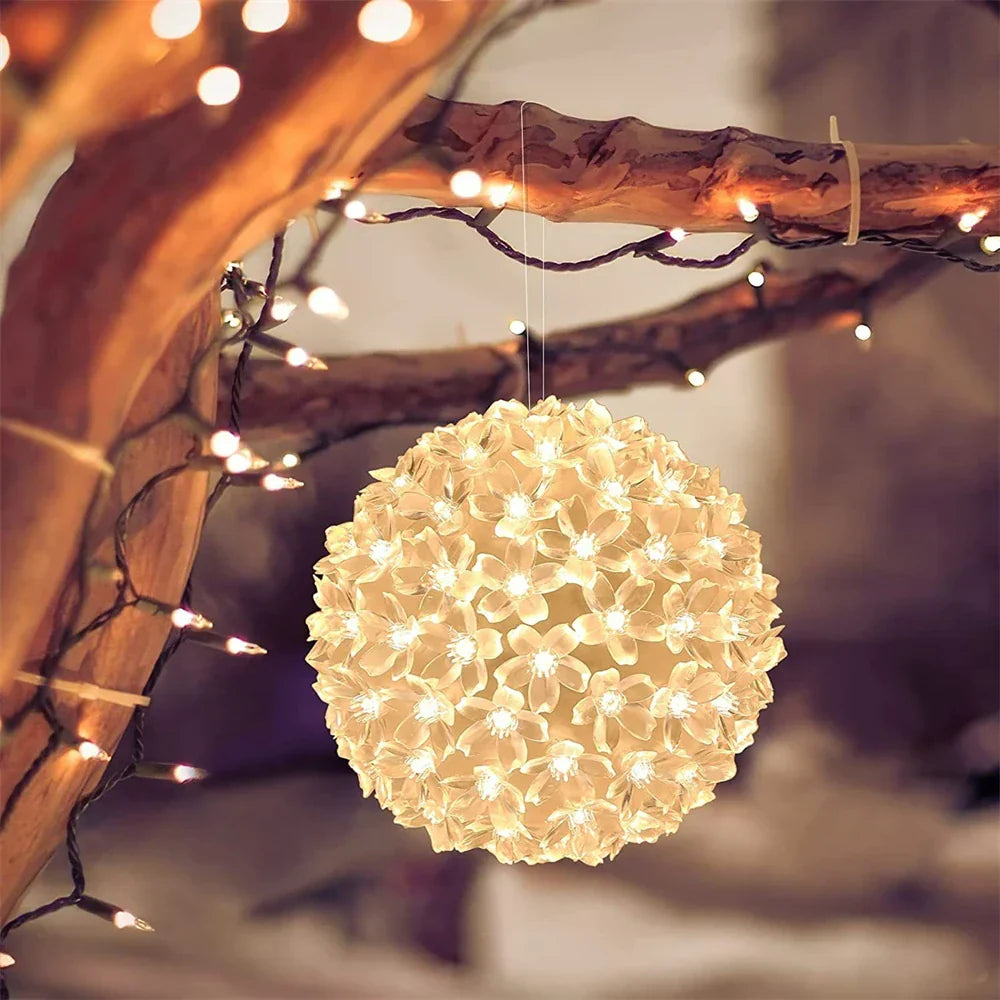 Solar Cherry Blossom String Lights for Garden – Romantic LED Decoration for Outdoors