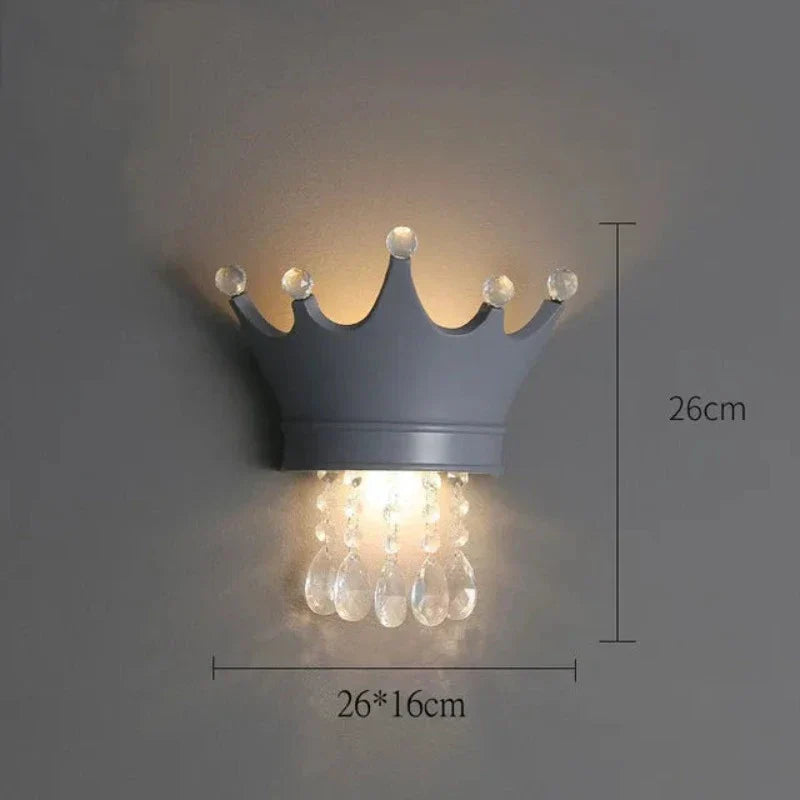 Crown Wall Light with Crystals – Elegant LED Lamp for Children's Room & Princess Decor