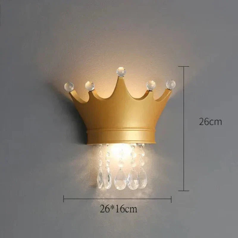 Crown Wall Light with Crystals – Elegant LED Lamp for Children's Room & Princess Decor