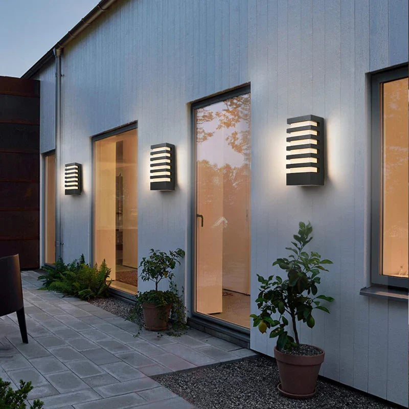 Modern Aluminium Wall Light for Outdoor Use - Weatherproof LED Lighting, Energy Saving, Ideal for Patios and House Facades