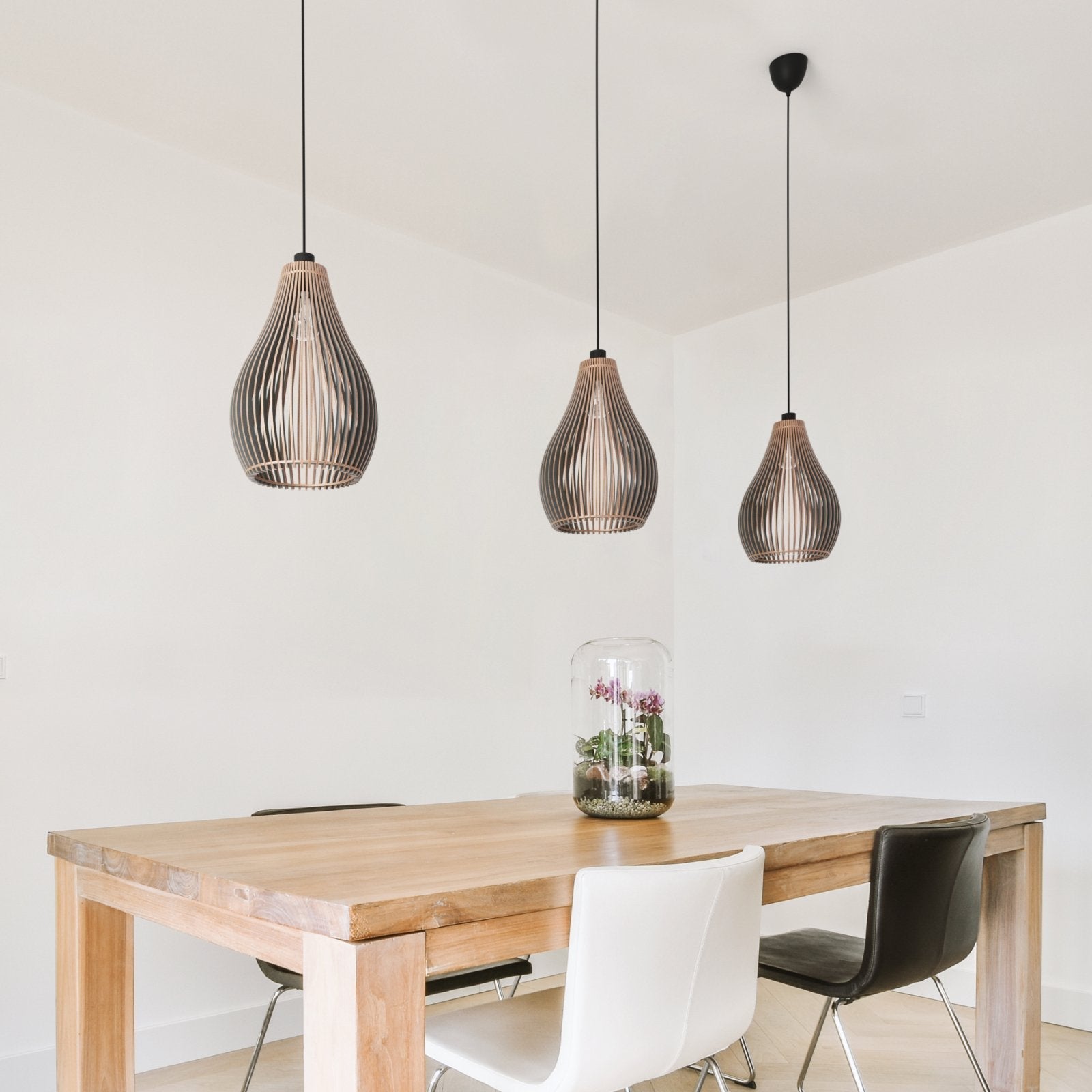 Scandinavian Pendant Light Made of Wood - Modern Wooden Lamp for Dining Room & Living Room, Natural Lighting in Nordic Design