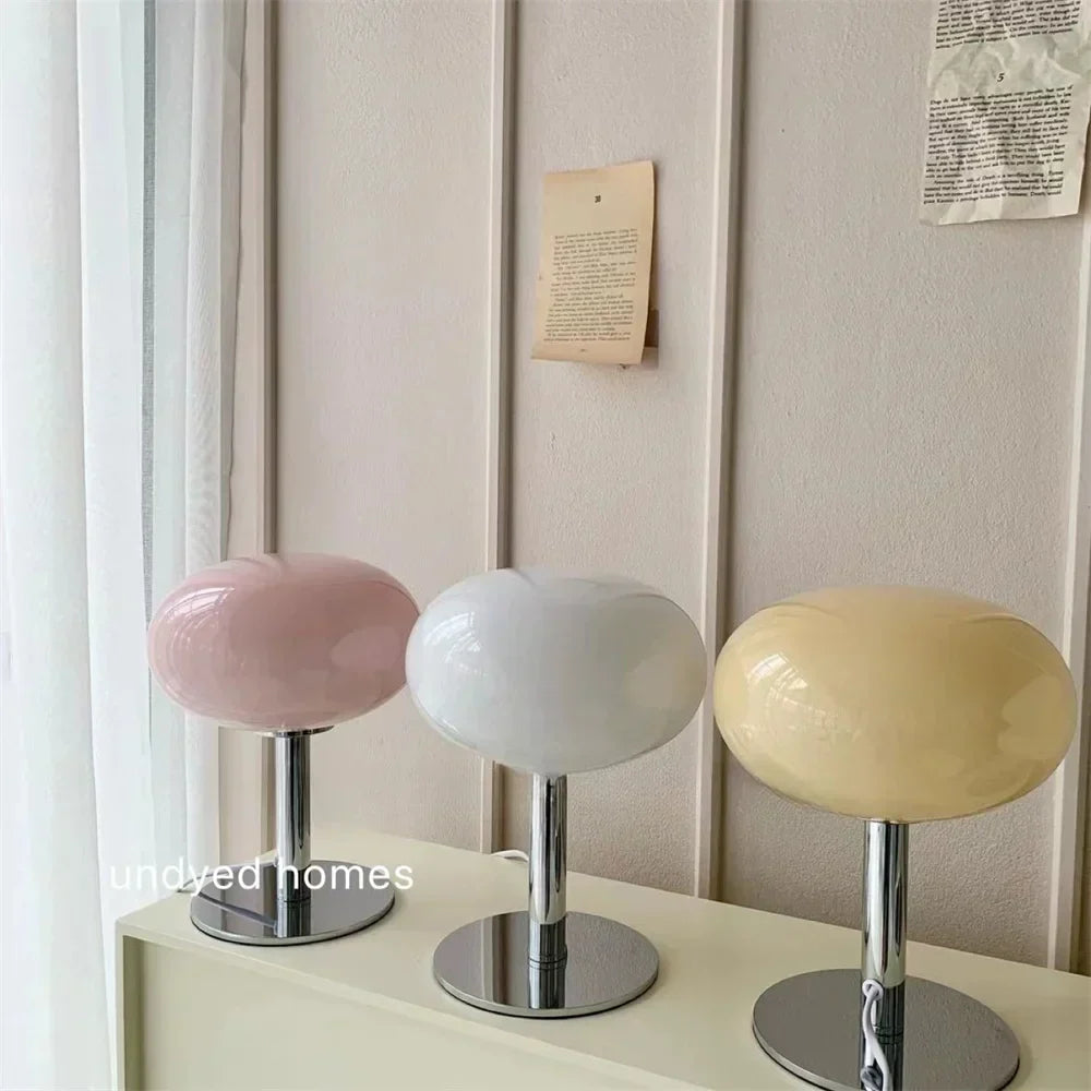 Glass Table Lamp in Lollipop Design, Modern LED Light for Bedroom & Living Room