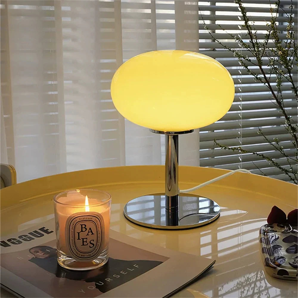 Glass Table Lamp in Lollipop Design, Modern LED Light for Bedroom & Living Room