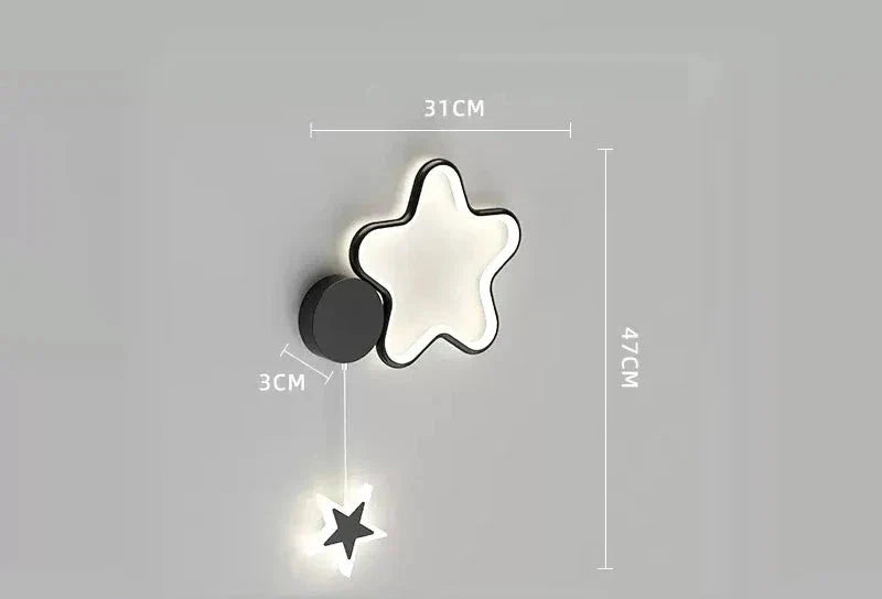 Children's Wall Lamp with Star and Cloud Motif – LED Night Light for Kids' Room