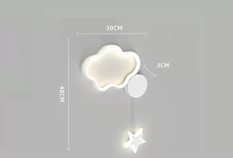 Children's Wall Lamp with Star and Cloud Motif – LED Night Light for Kids' Room