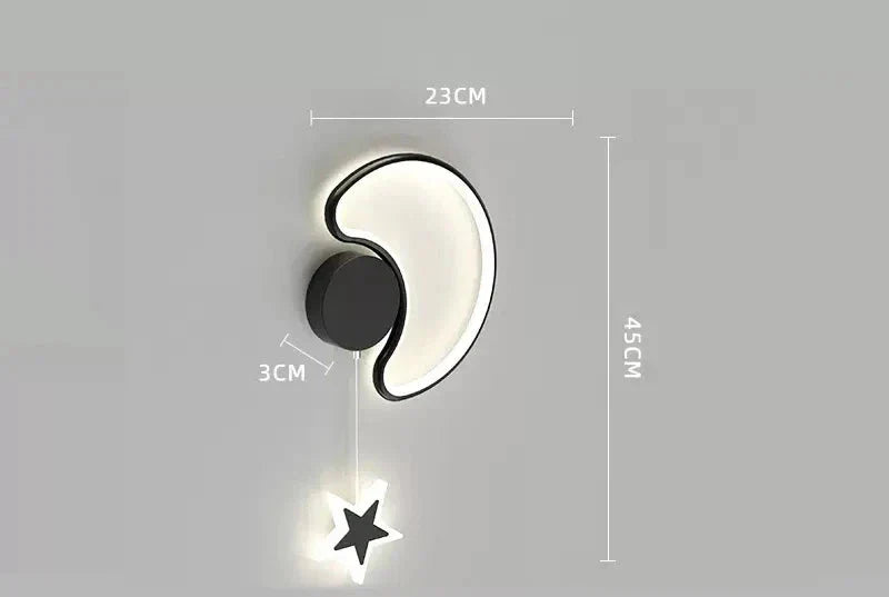 Children's Wall Lamp with Star and Cloud Motif – LED Night Light for Kids' Room