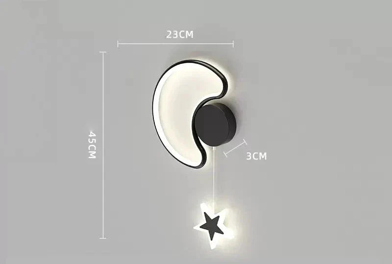 Children's Wall Lamp with Star and Cloud Motif – LED Night Light for Kids' Room