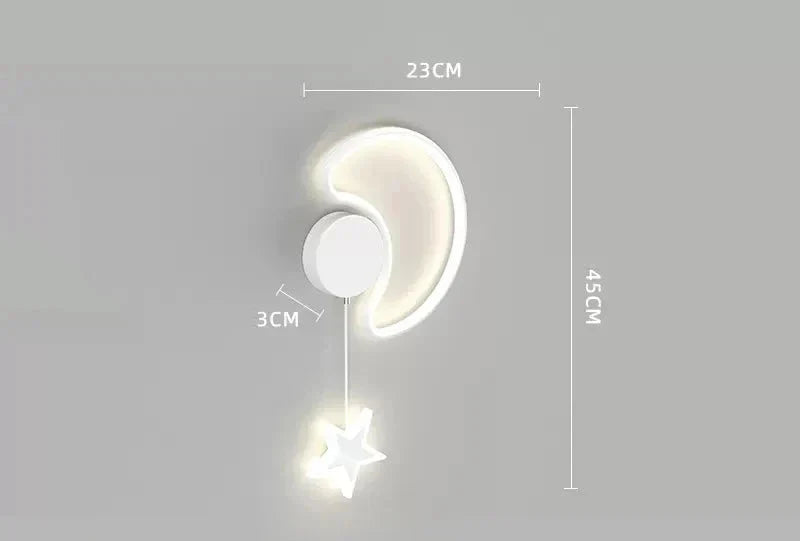 Children's Wall Lamp with Star and Cloud Motif – LED Night Light for Kids' Room