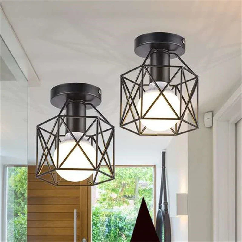 Black Ceiling Light in Industrial Style – Wrought Iron for Living Room & Hallway