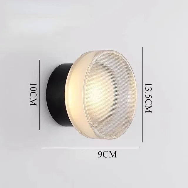 Modern Round LED Wall Light Made of Glass – Wall Lamp for Living Room, Hallway, Bedroom, and Bathroom