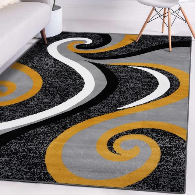 Modern Carpet with Swirl Pattern – Stylish Living Room Carpet in Purple, Non-Slip and Easy to Care For