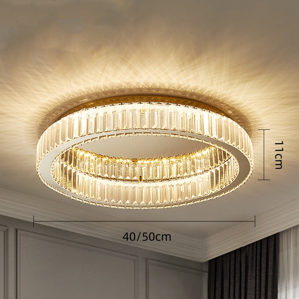 Golden Round Crystal Ceiling Lamp