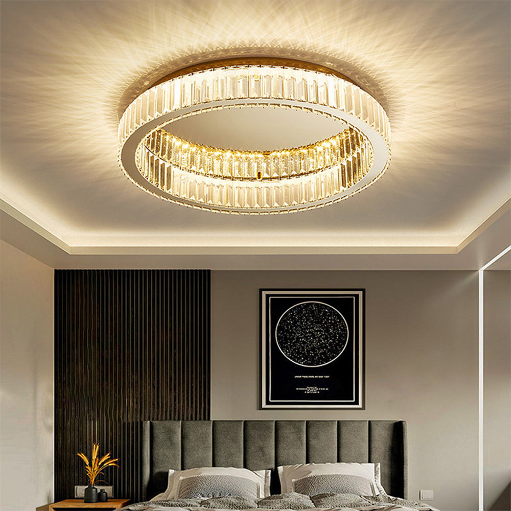 Golden Round Crystal Ceiling Lamp