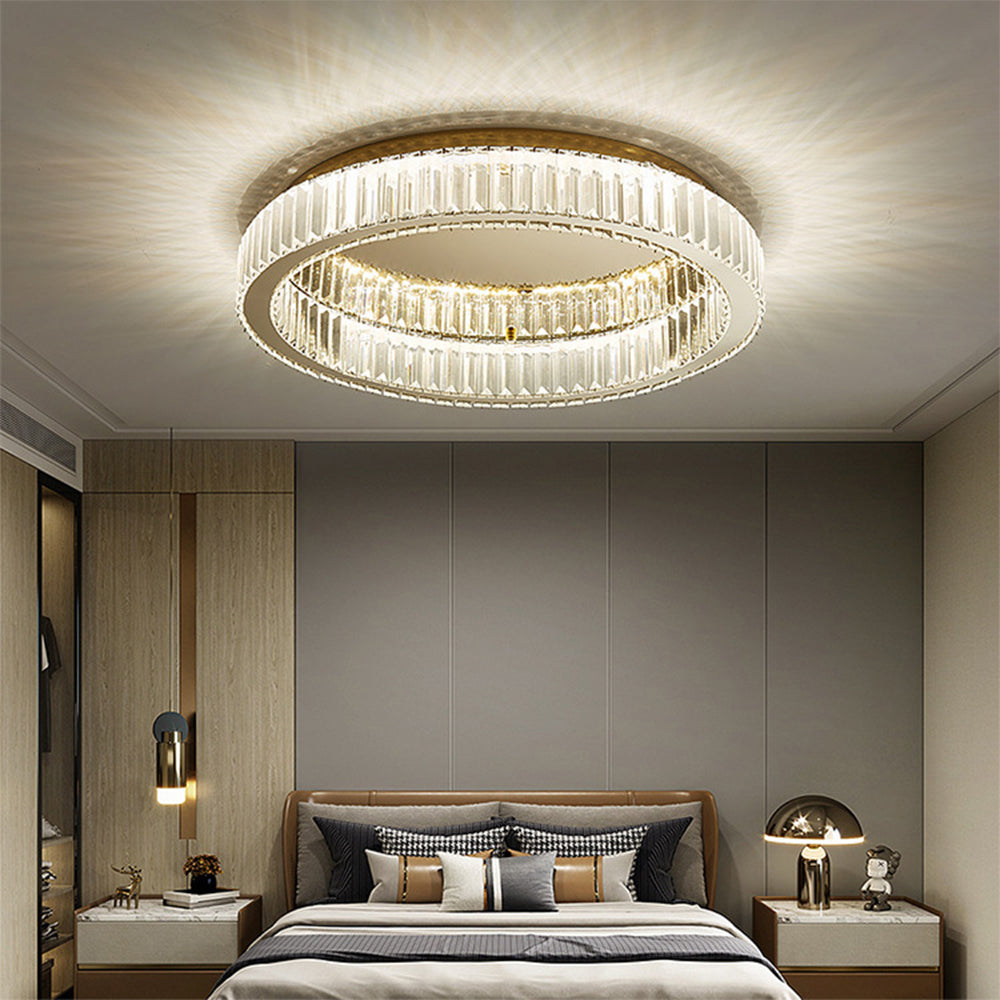 Golden Round Crystal Ceiling Lamp