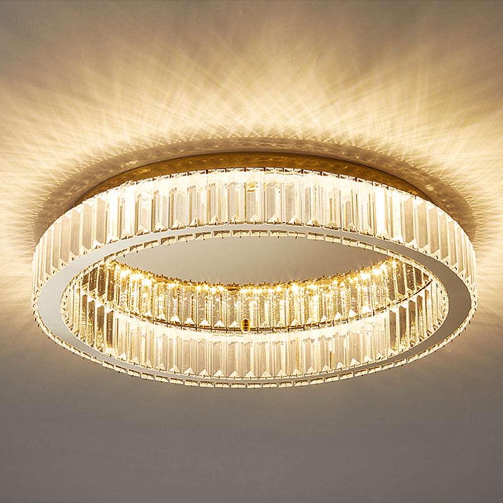 Golden Round Crystal Ceiling Lamp