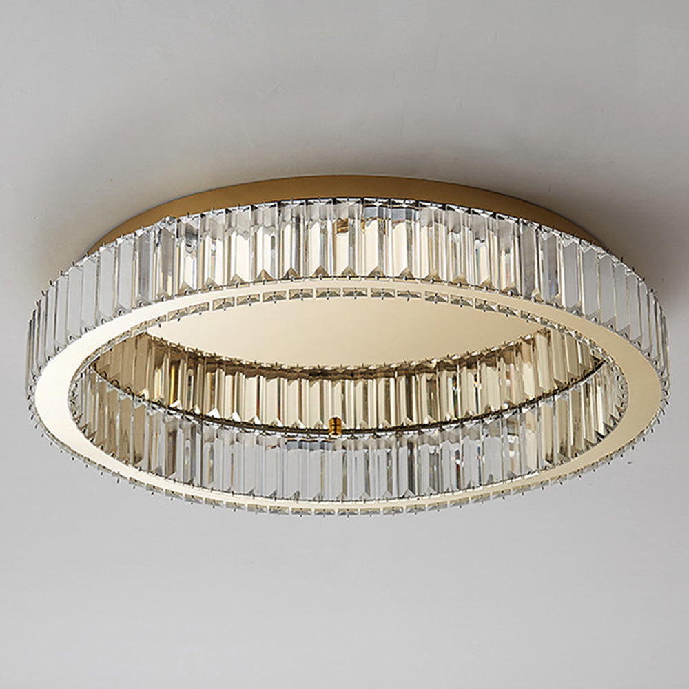 Golden Round Crystal Ceiling Lamp