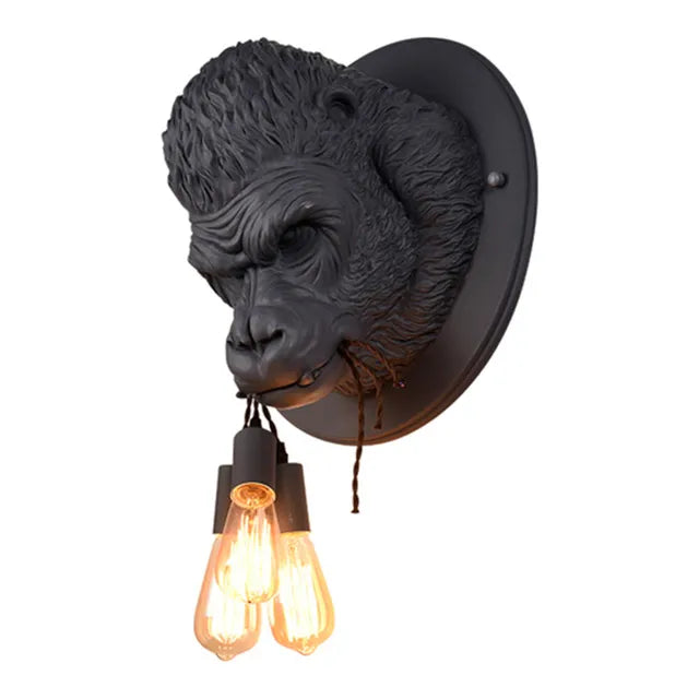 Creative Gorilla Wall Lamp in Industrial Style - Unique Wall Light with Retro Bulb for Living Room & Bar