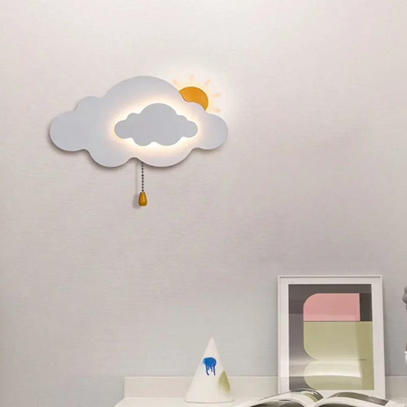 Children's Wall Light with Cloud and Hot Air Balloon Design – LED Night Light for Kids' Room