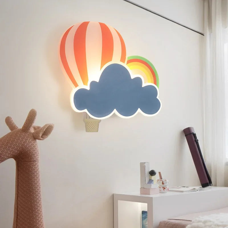 Children's Wall Light with Cloud and Hot Air Balloon Design – LED Night Light for Kids' Room