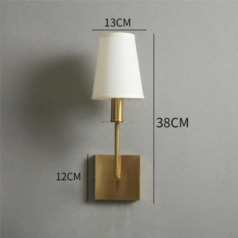 Classic Wall Light Made of Metal with Fabric Shade – Elegant LED Lamp for Bedroom & Living Room